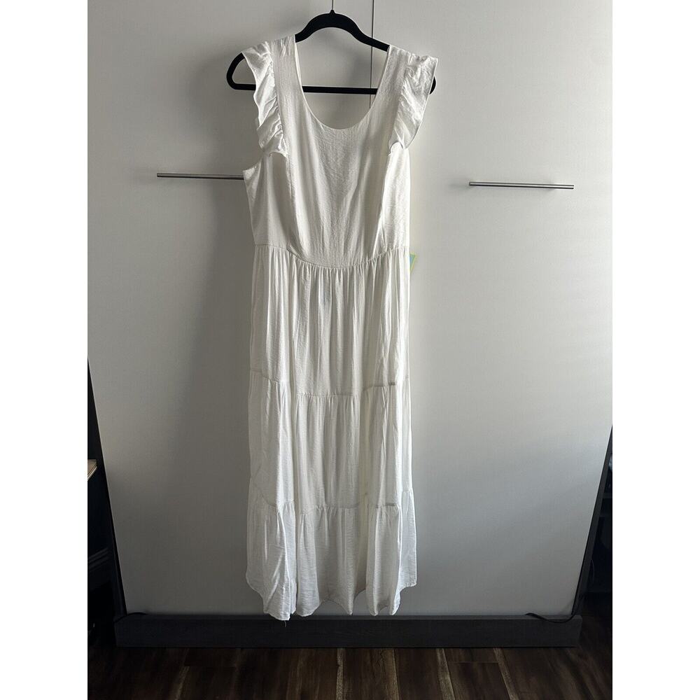 CeCe NWT XL White Maxi Dress Bow Back Coastal Resort Bridal Shower Dress - Picture 7 of 14
